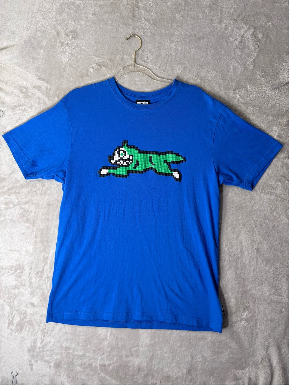 ICECREAM Running Dog Pixel T Shirt Mens Large Blue BBC Pharrell Streetwear
